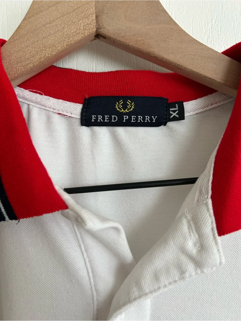 Fred Perry White Polo with Red & Black Trim